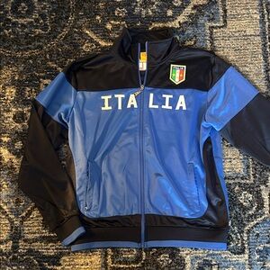 Italina Blue and Black Zip Jacket with Italia Logo